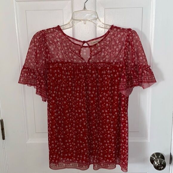 🔥3/$20🔥 Max Studio mesh floral print blouse size XS - Picture 11 of 11